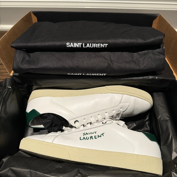 Saint Laurent White and Green Court Classics EU42/ US.9 - Picture 1 of 5